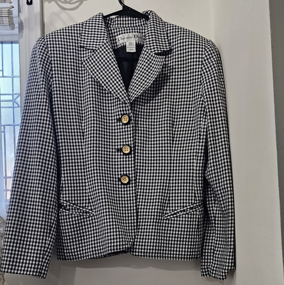 Christian Dior Plaid Print Blazer. - Picture 1 of 10